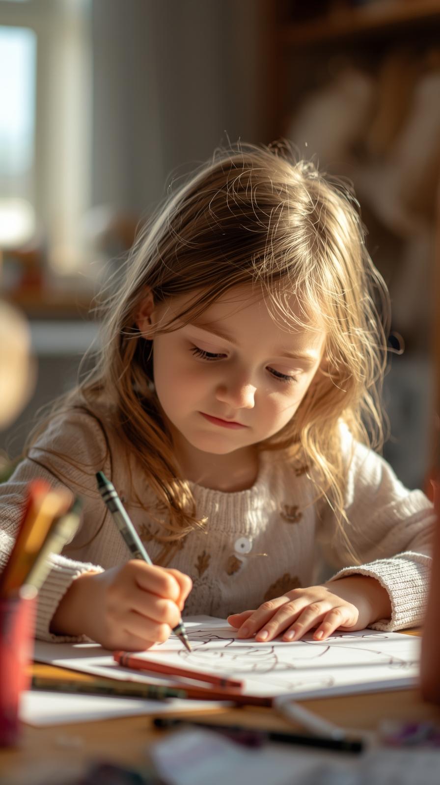Niño coloreando un cuento